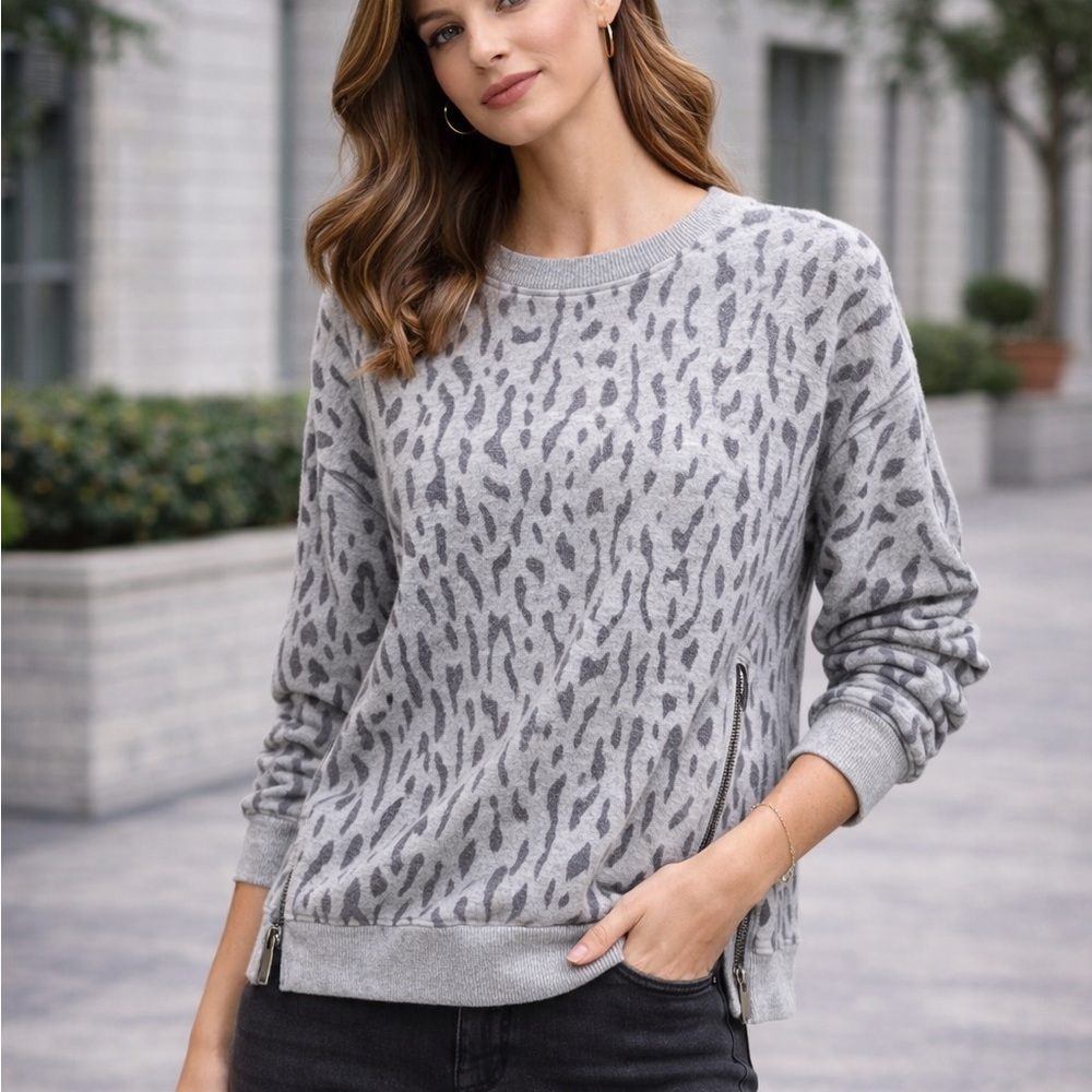 Rails Heather Gray Leopard Print Hoodie